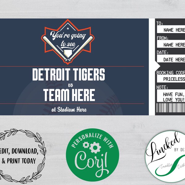 Detroit Tigers THEMED | Keepsake Event Ticket