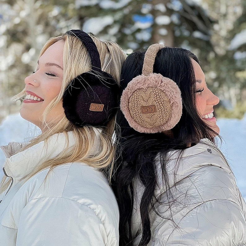 Cable Knit Earmuffs Faux Fur Lined Headband Ear Warmers Fall Etsy