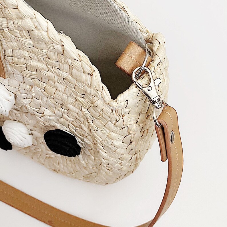 Round Rattan Straw Handbag Tote Purse Boho Style Black White Natural Handmade for Her Summer Spring Wedding Party Vacation Beach Market