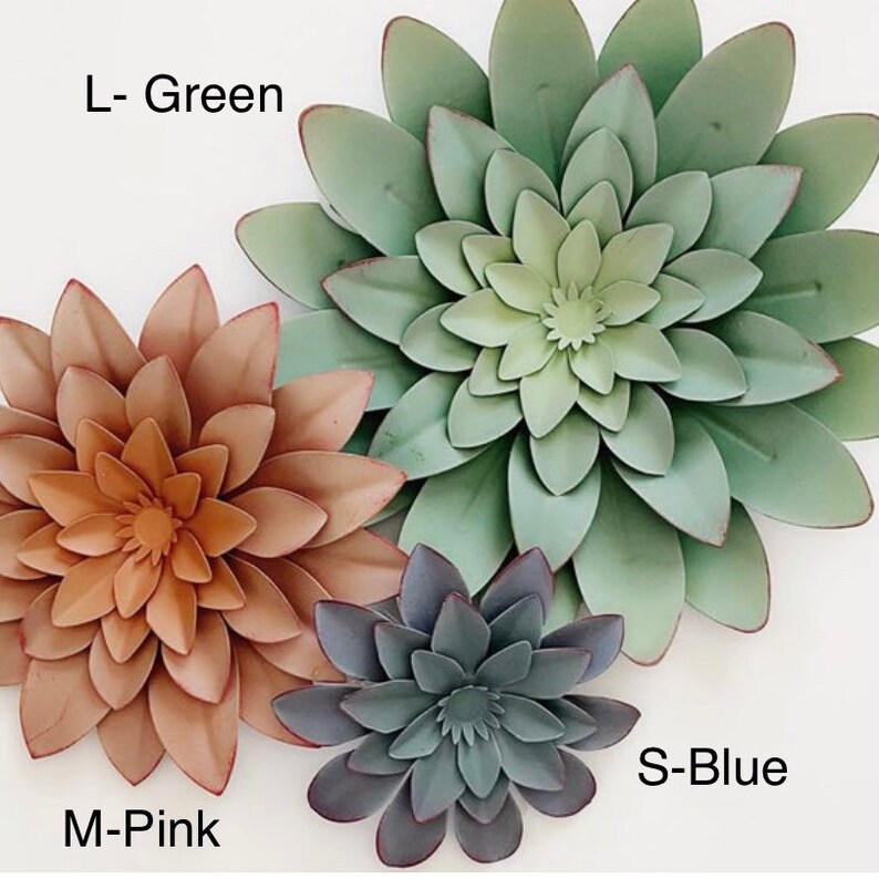 Blue Green Succulent Wall Decor Art Metal Rustic Organic Boho | Etsy