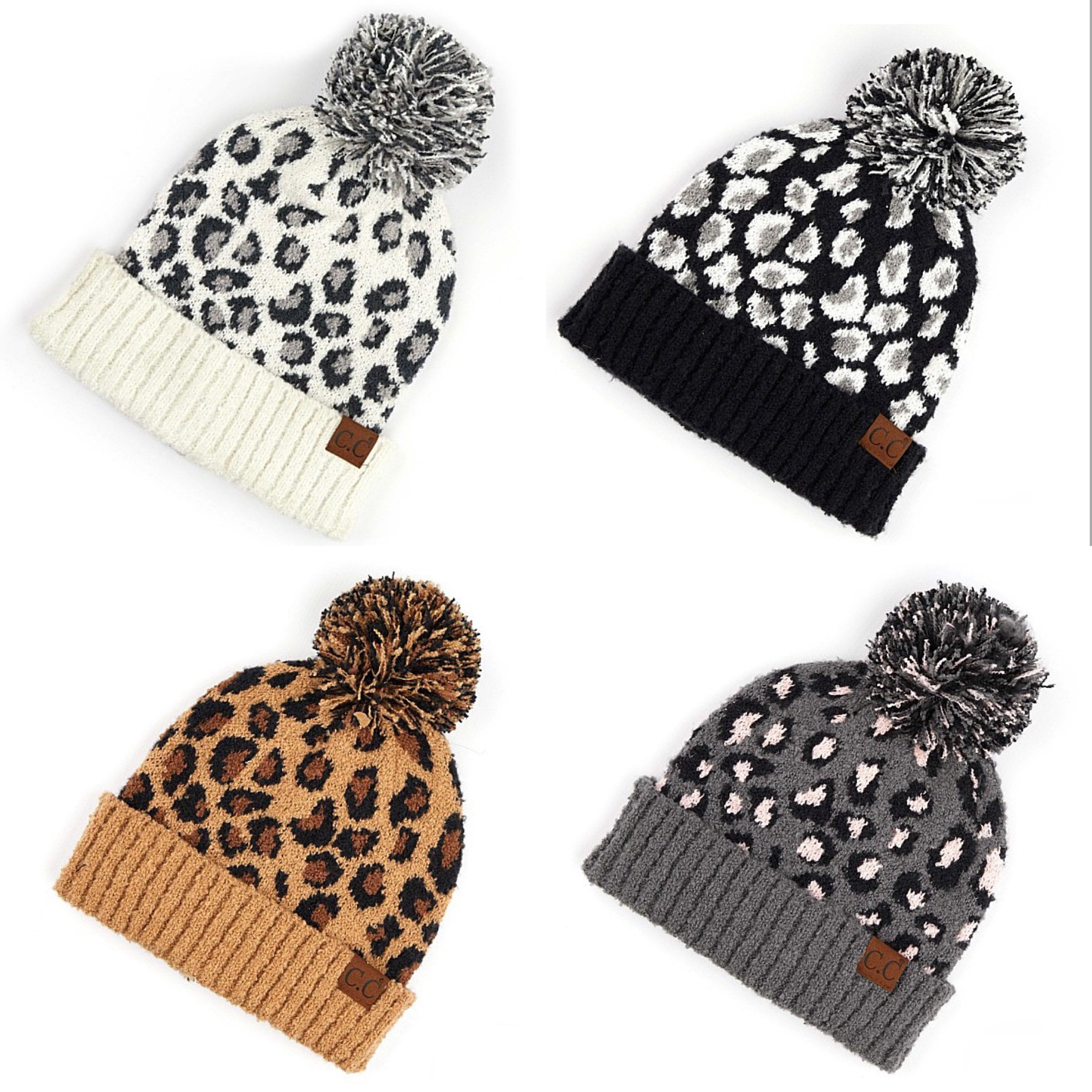 Beanie W/ Leopard Knit Soft Warm Cozy Cute Winter Hat – Spot