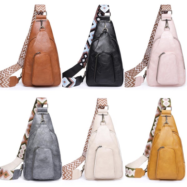 Leather Sling Crossbody Bag Handbag Hobo Bag Backpack Guitar Strap Vegan Pouch Purse New Boho Accessories Gift for Her Women