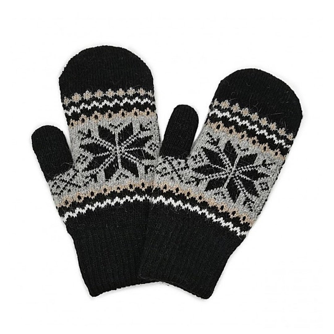 Mittens Knit Snowflake Design Fall Winter Accessories Fuzzy - Etsy