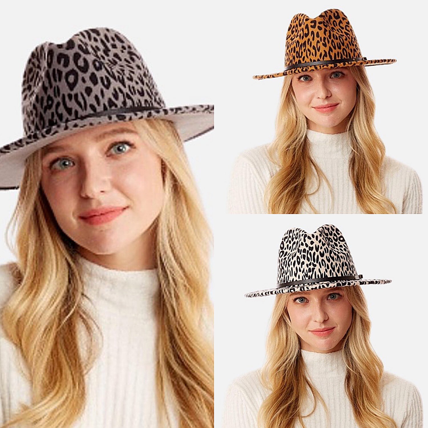 Leopard Fedora Hat Wide Brim Felt Hat Stylish Boho Tribal Hat Panama Hat for Women Hipster Unisex Vacation Derby Beach Bridesmaids