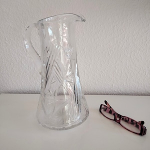 2 l Wasserkrug, aus Glas /Kristallglas , Saftkrug,  Getränkekrug,2 Liter Glas 60er Jahre, Vintage