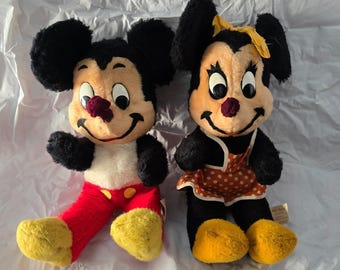 Walt Disney Vtg 60s Mickey Minnie Mouse Stuff Plush Animal California Stuff Toy