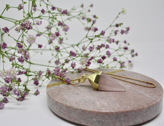 Necklace with roses quartz pendant, gemstone jewelry, rose quartz necklace, birthstone necklace, January birthstone