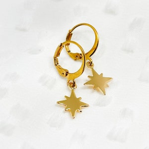 Small earrings with star, hanging earrings with star image 1