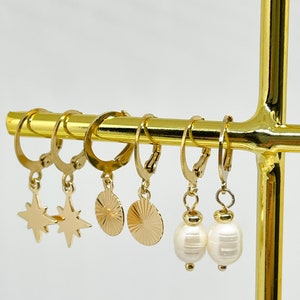 Small earrings with star, hanging earrings with star image 3