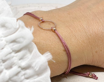 Bracelet with circle, 925 sterling silver bracelet, rose gold plated, Geometric jewelry