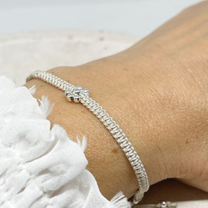 Bracelet with 925 sterling silver beads, filigree bracelets, delicate bracelet with flowers made of sterling silver pearls image 3