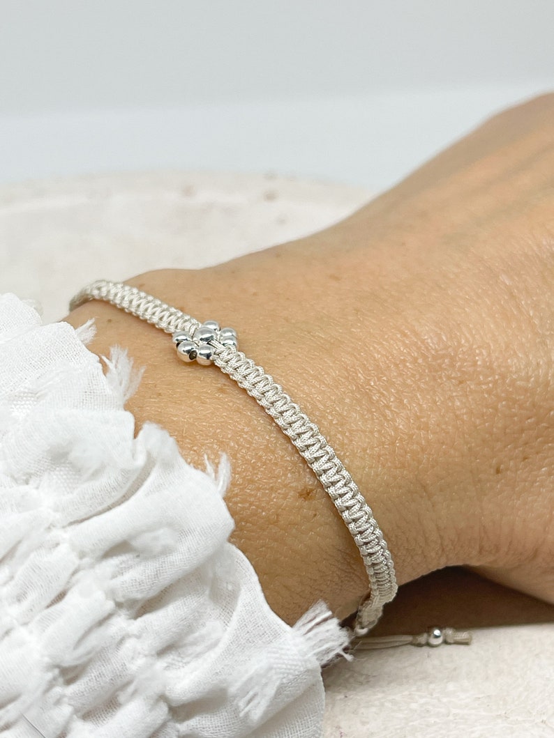 Bracelet with 925 sterling silver beads, filigree bracelets, delicate bracelet with flowers made of sterling silver pearls image 3