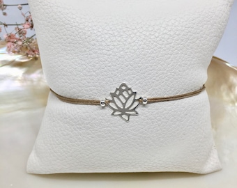 Bracelet with lotus flower, 925 sterling silver bracelet, lotus flower bracelet