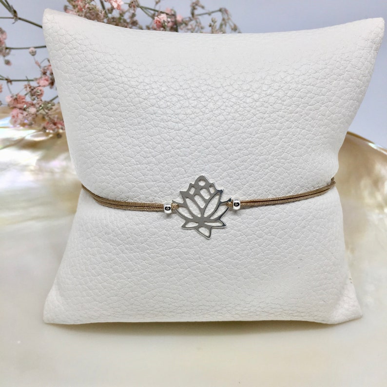 Bracelet with lotus flower, 925 sterling silver bracelet, lotus flower bracelet image 1