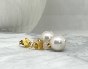 Earrings with Mallorca Pearl, Gold Plated Earrings, Bridal Earrings