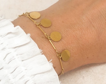 Stainless steel bracelet with platelets, gold-plated bracelet, filigree bracelets, stainless steel plated