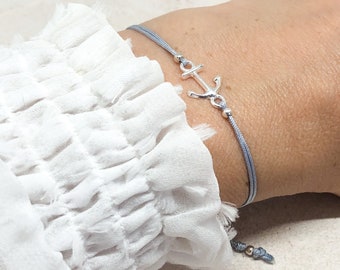 Armband mit Anker, 925 Silber Armband,  Filigranes Armband mit Anker