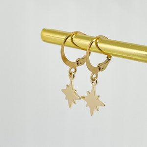Small earrings with star, hanging earrings with star image 2