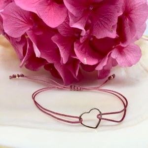 Bracelet with heart/925 sterling silver bracelet/heart/filigree bracelet/rose gold image 1