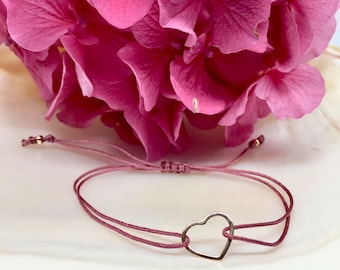 Bracelet with heart/925 sterling silver bracelet/heart/filigree bracelet/rose gold