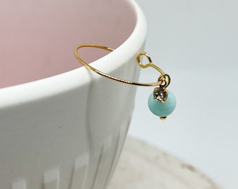 Brass earrings with jade pearl, gold-plated earrings