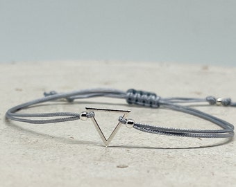 Bracelet with triangle, 925 sterling silver bracelet, Geometric jewelry, Friendship bracelet, Filigree bracelets