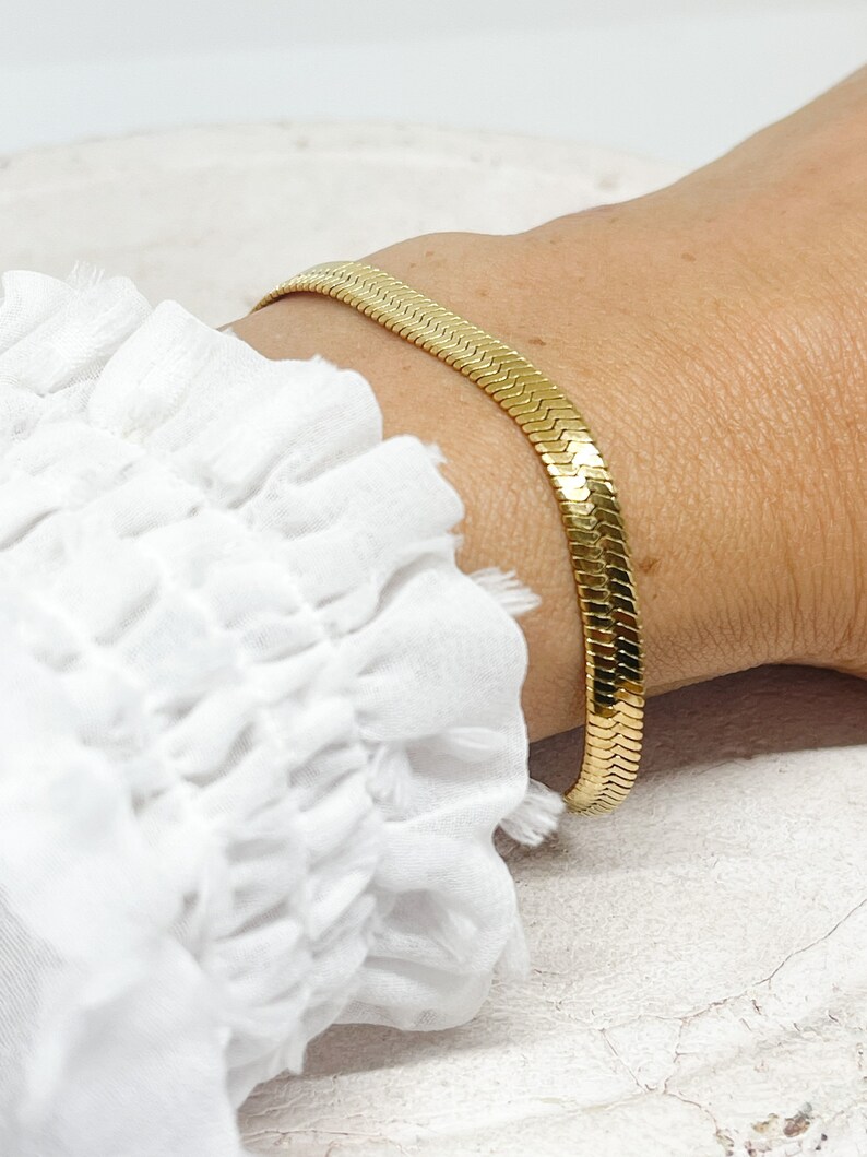 Stainless steel bracelet gold-plated, snake bracelet made of stainless steel, filigree bracelets, stainless steel bracelet gold-plated image 6