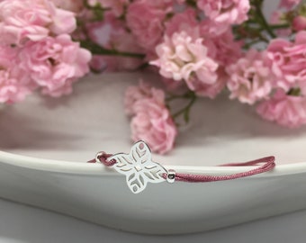 Bracelet with flower, 925 sterling silver bracelet, filigree bracelet