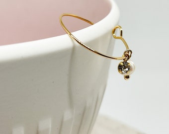 Brass earrings with freshwater pearl, gold-plated earrings