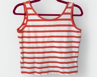 Crop top listrado pêssego vintage Y2K / pequeno