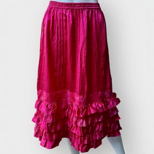 Vintage Ruffled Skirt / Pink Coquette Midi Skirt /  Vintage Perry Ellis / Small S