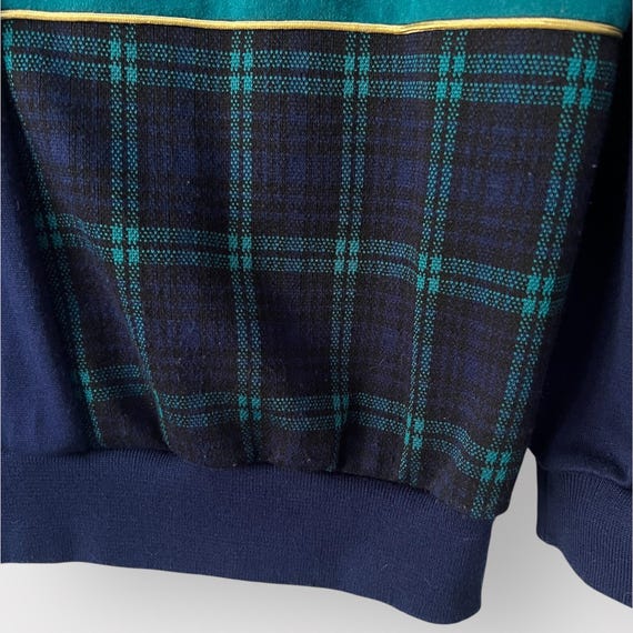 Vintage Mockneck Pullover, 1980s Plaid Patchwork … - image 6