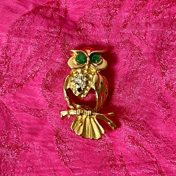 Vintage Owl Brooch Pin - image 1
