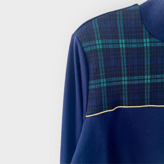 Vintage Mockneck Pullover, 1980s Plaid Patchwork … - image 4