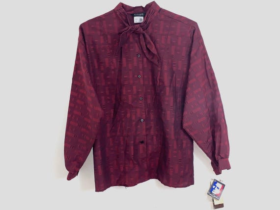 Pierre Cardin, Deadstock Vintage Pierre Cardin Shirt, 1980s Bowtie Blouse, Large