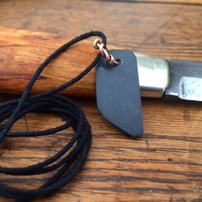 Viking Whetstone Replica Slate And Bronze Wire Pendant 50