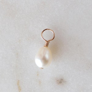 Pearl Add On Charm Necklace Freshwater Rice Baroque 14k Gold Filled Pearl Jewelry Cultured Genuine Pearl Earring Charm for Hoops