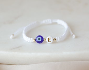 New Born Gift Baby Gift Protection Letter Bracelet for Baby Initial for baby Evil Eye Matching Mom and Baby Family Bracelets mal de ojo