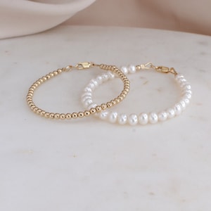 Dainty Pearl Bracelet 14k Gold Filled Bracelet no tarnish beaded real pearl bracelet stackable bracelet birthday gift for her women bracelet