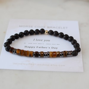 Morse Code Bracelet Tigers Eye Mens Bracelet custom I love you message bracelet Personalized Gift Him Boyfriend Husband  couples bracelet