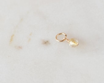 Citrine Gemstone November Birthstone Add On Charm for Necklace Bracelet Earrings Genuine Citrine Gemstone 14k Gold Filled or Sterling Silver