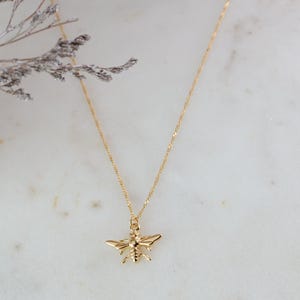 Bee Necklace Dainty Gold Bee Necklace Bumble Bee Honey Bee Jewelry Healing Bee Necklace Mom Gift Bee Lover Gift for her bee jewelry