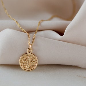 St Benedict Necklace Saint Jewelry Protection Necklace Catholic San Benito Pendant Mom Gift Grandma Birthday Gift Religious