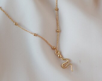 Snake Necklace Dainty Snake Pendant Serpent Jewelry Reptile Jewelry Animal Necklace Waterproof Jewelry Gift for Women