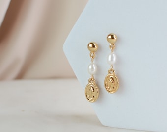 Virgen de Guadalupe Our Lady of Guadalupe Earrings Pearl Earring Mom Grandma Mothers Day Gift  Religious Virgin Mary Gold Catholic jewelry