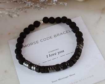 Personalized Morse Code Bracelet Secret Message Bracelet I Love You Anniversary Birthday Gift Custom Adjustable Bracelet,Gift for Men