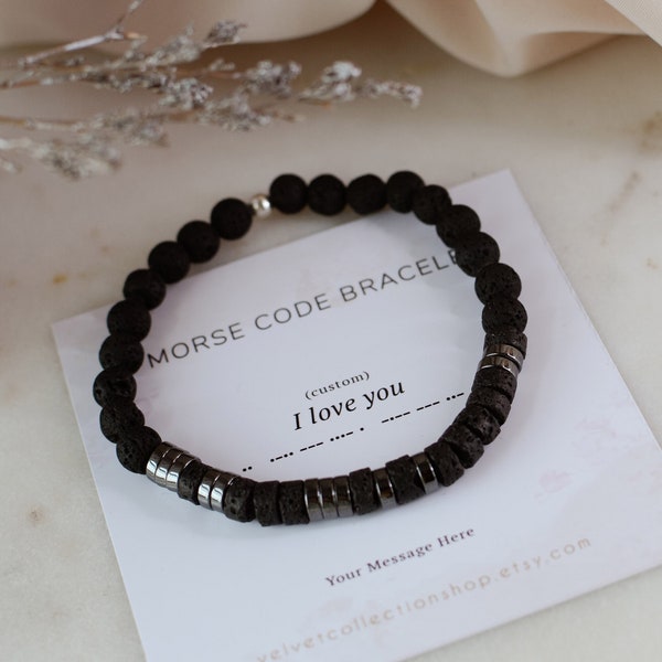 Morse Code Bracelet Mens Bracelet custom I love you message bracelet Personalized Gift Him Boyfriend Husband Anniversary couples bracelet