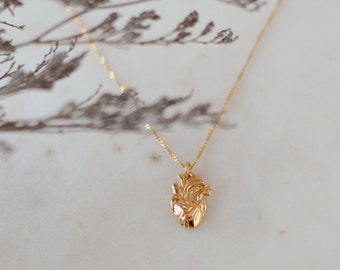 Anatomical Heart Necklace Real Heart Necklace Anatomical Jewelry Gold Heart Charm Waterproof Necklace Nurse Doctor Necklace Gift