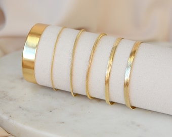 Herringbone Bracelet Gold Italian Chain Bracelet Snake Bracelet Gold Chain Bracelet Flat Herringbone Chain Gold Dainty Bracelet Gift for Her