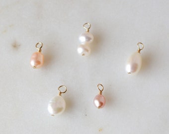Baroque Pearl Add On Charm Necklace Freshwater Pearl Personalized Jewelry Cultured Genuine Pearl Earring Charm for Hoops